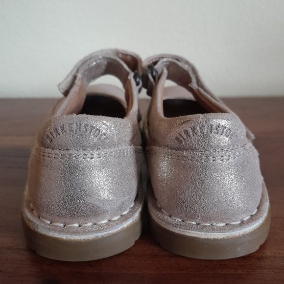 SOLD-kid's Birkenstock leather shoes metallic gold adjustable strap sz 28 (C10) - Picture 6 of 12